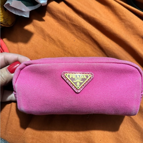 Prada Handbags - Prada Fuchsia Canvas Pouch